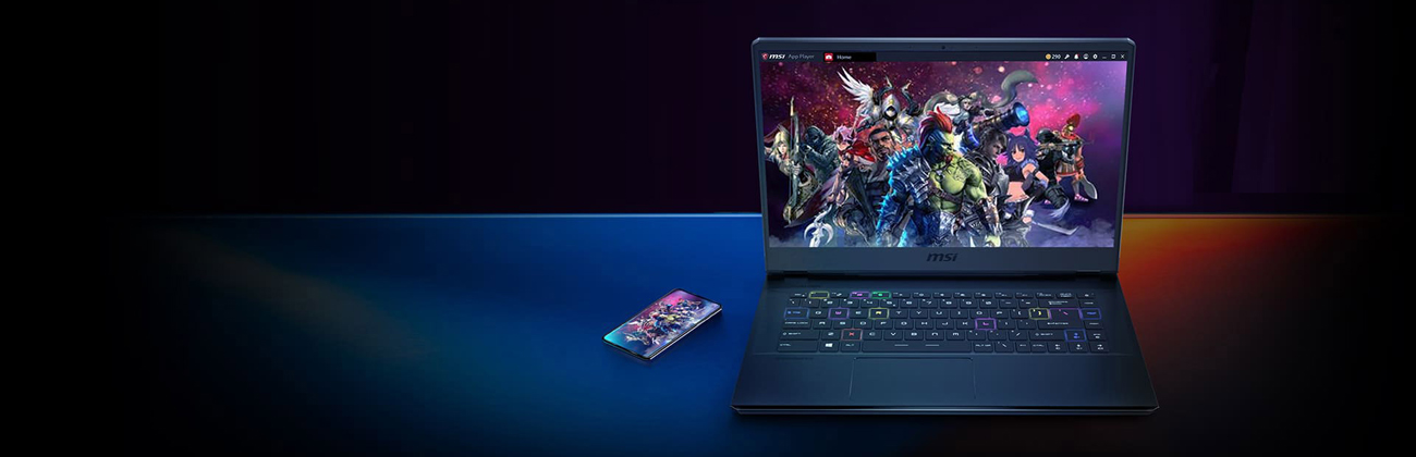 A phone and a laptop are showing the same game scene.